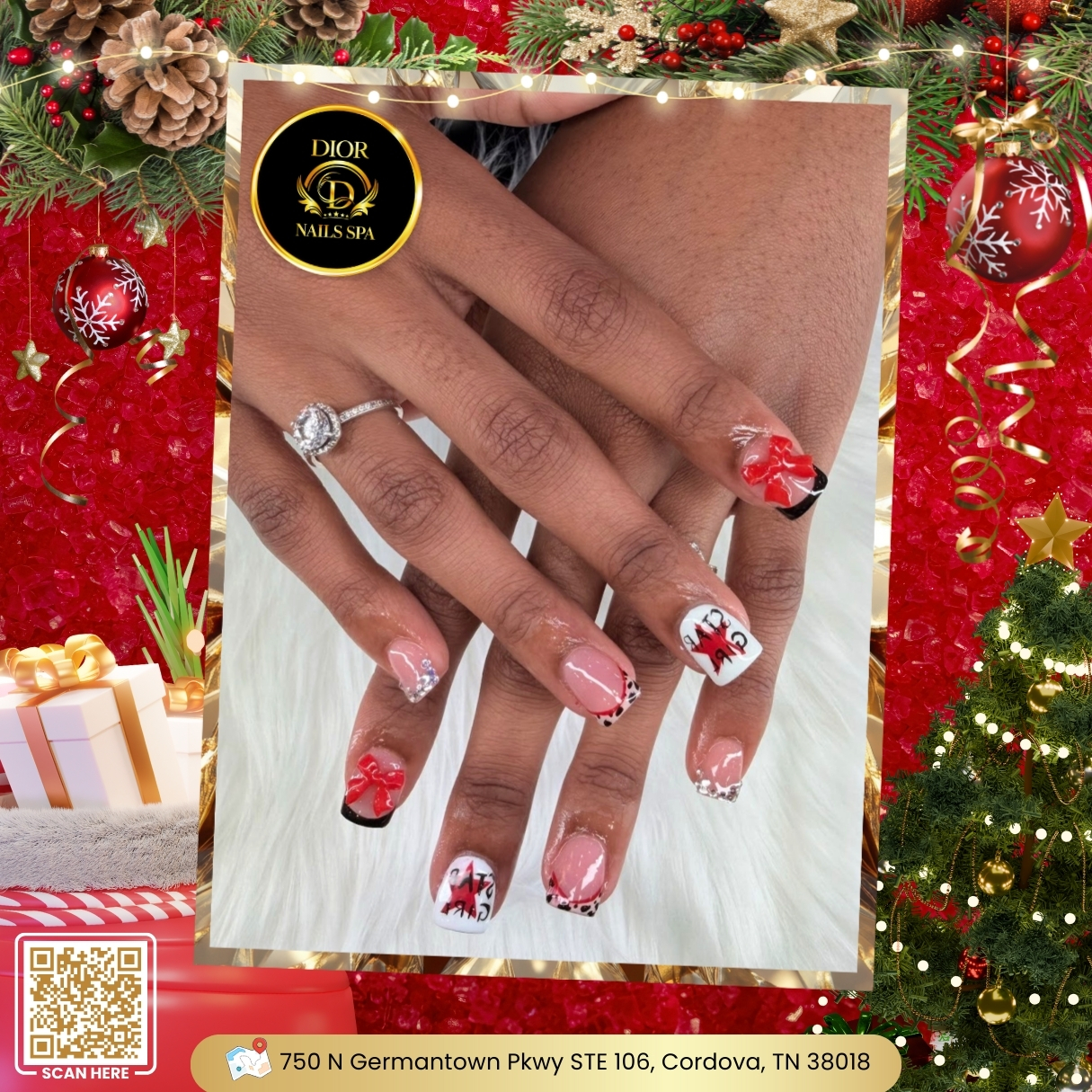 Dior Nails Spa | X-mas nail design 